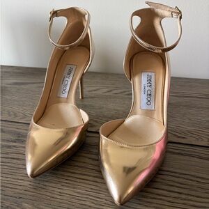 ✨ Jimmy Choo Metallic Gold Ankle Strap Pumps ✨